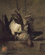Jean Baptiste Simeon Chardin Wheat gray partridges and Orange Chicken oil painting reproduction